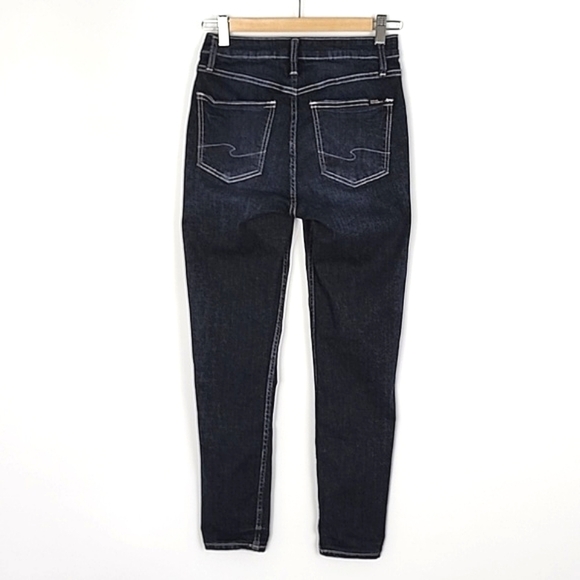 Silver Jeans Authentic The Curvy High Skinny Western Glove Works Blue Denim Sz 0 - Picture 2 of 14